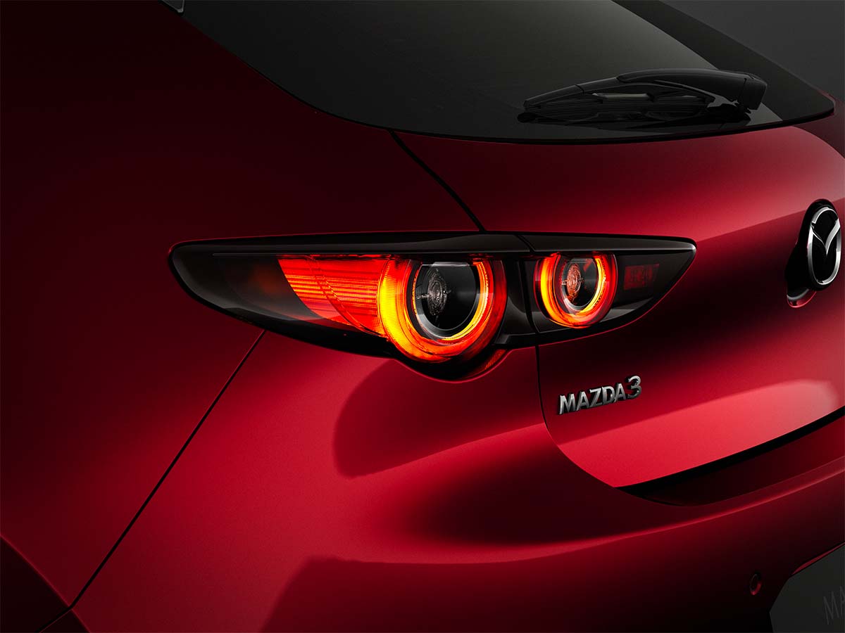 Le feu arrière de la Mazda3 hatchback