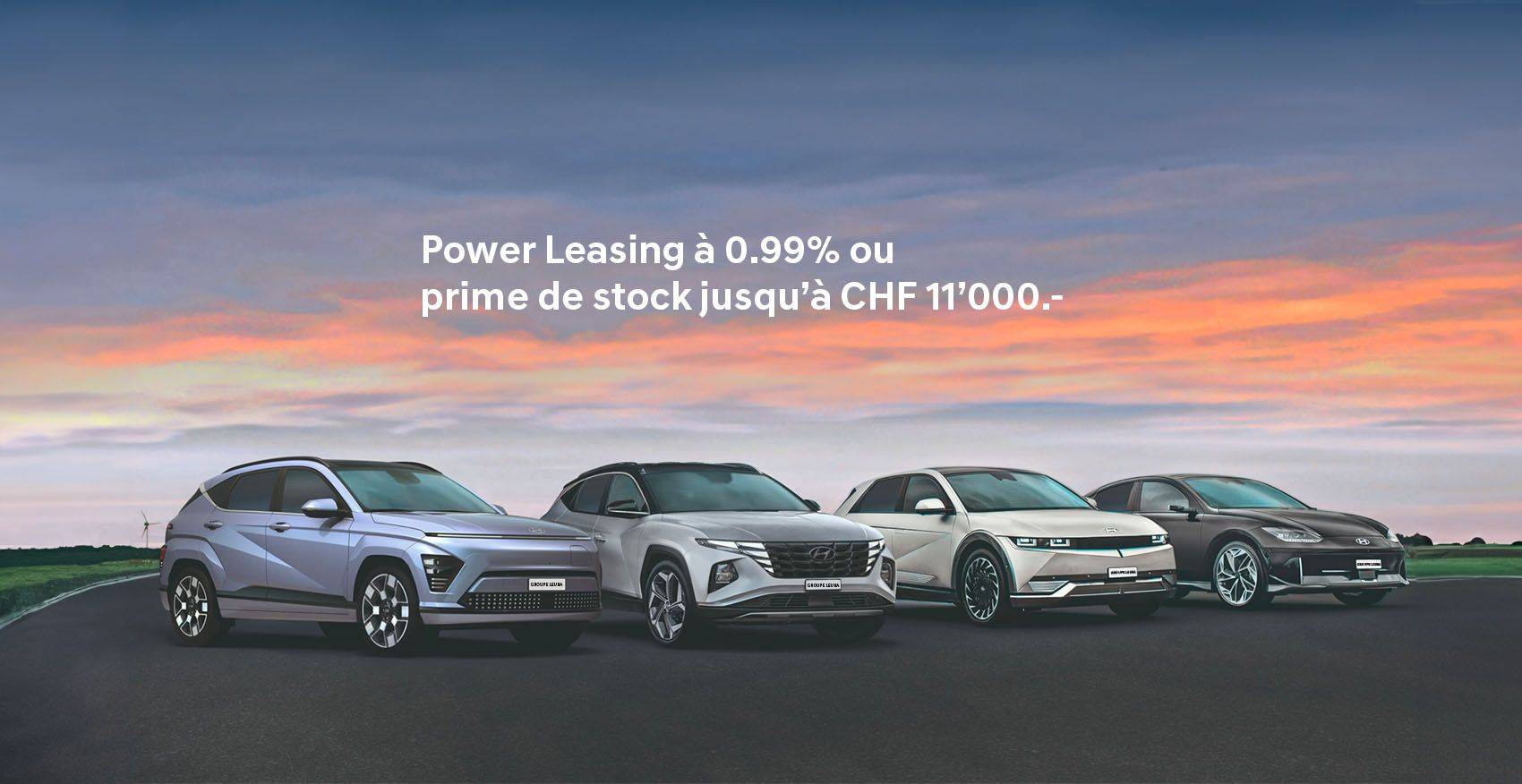 Hyundai Power leasing à 0% sur tous les modèles.